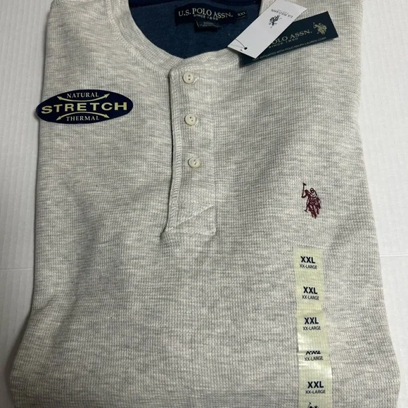 NET U.S. Polo Assn. Men's XXL Long Sleeve Thermal Shirt Natural Stretch Cream - Picture 2 of 8